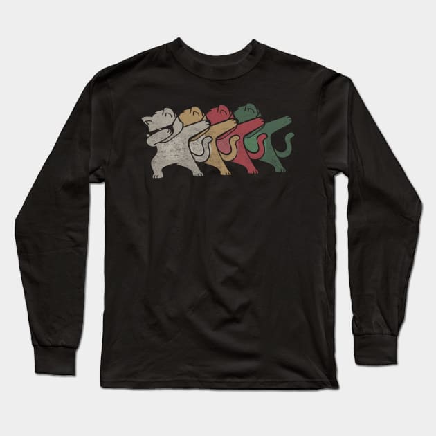Dabbing Cat Shirt Vintage Funny Long Sleeve T-Shirt by suttonouz9